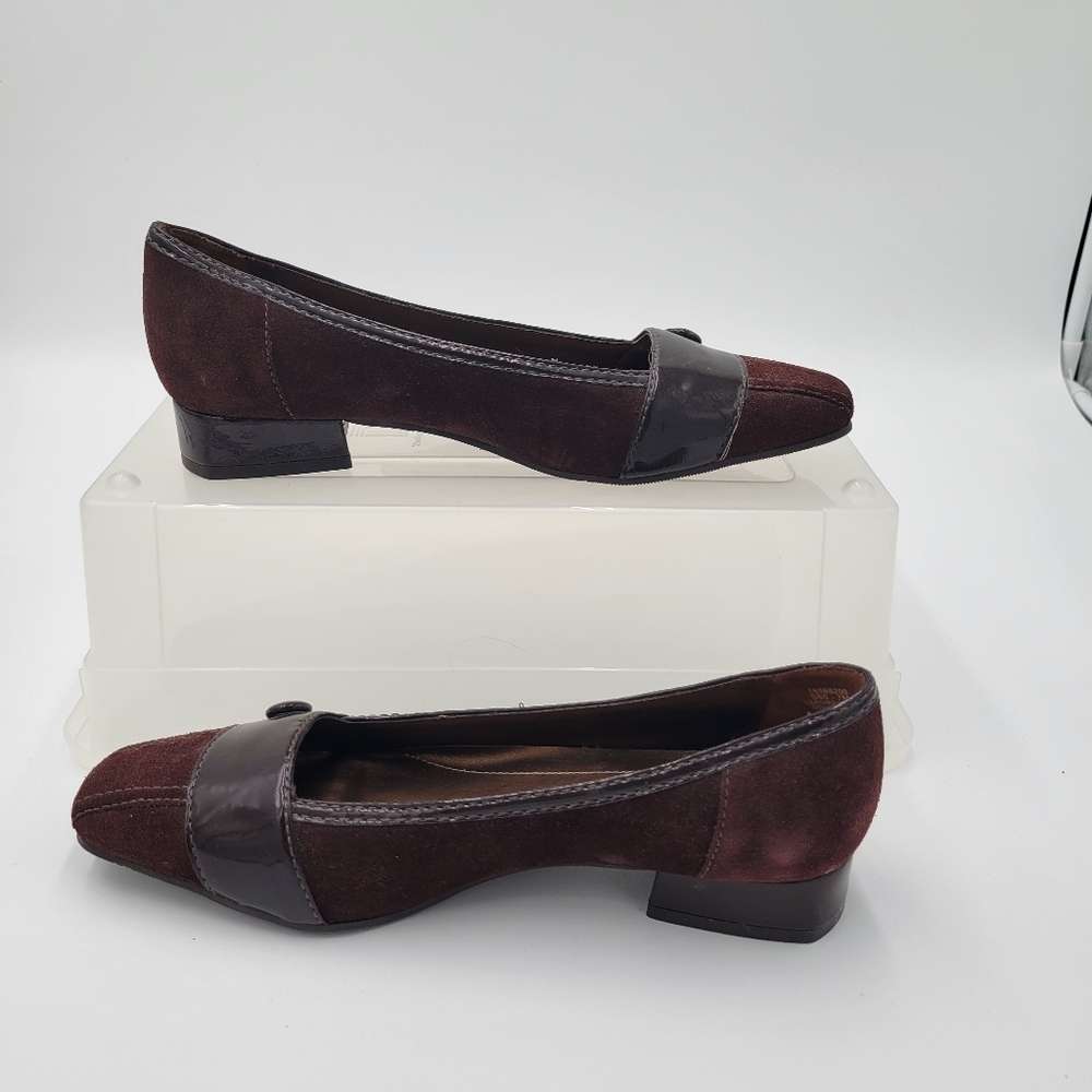 Naturalizer Brown Suede/Leather Pumps Low Block Heels Size 7 - Picture 3 of 7